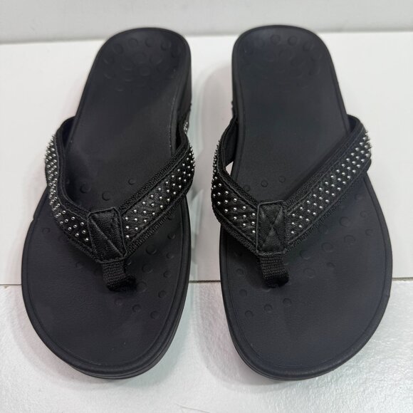 Vionic Womens Size 8 Black Studded Wedge Sandals - Picture 1 of 8